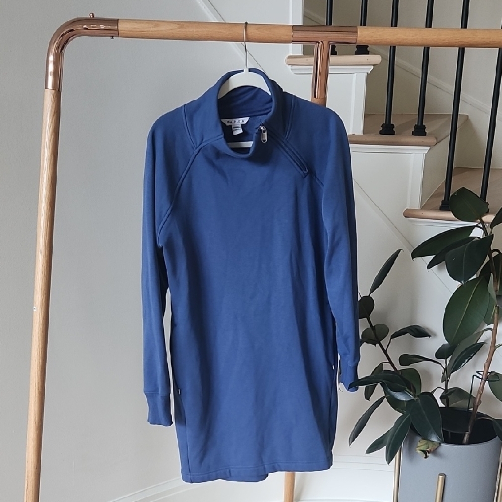 Athleta Blue Quarter-Zip Sweater Dress Size M